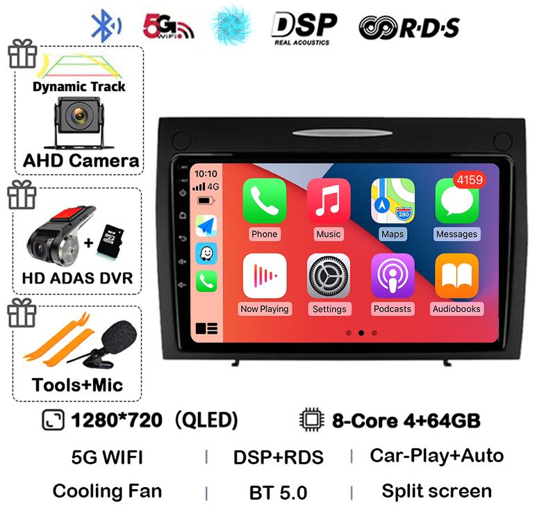 Android 14 Carplay Auto для Mercedes Benz SLK Class R171 SLK200 SLK280 SLK300 2000-2011 Автомобильный Радиоприемник Мультимедиа Видеоплеер Стерео