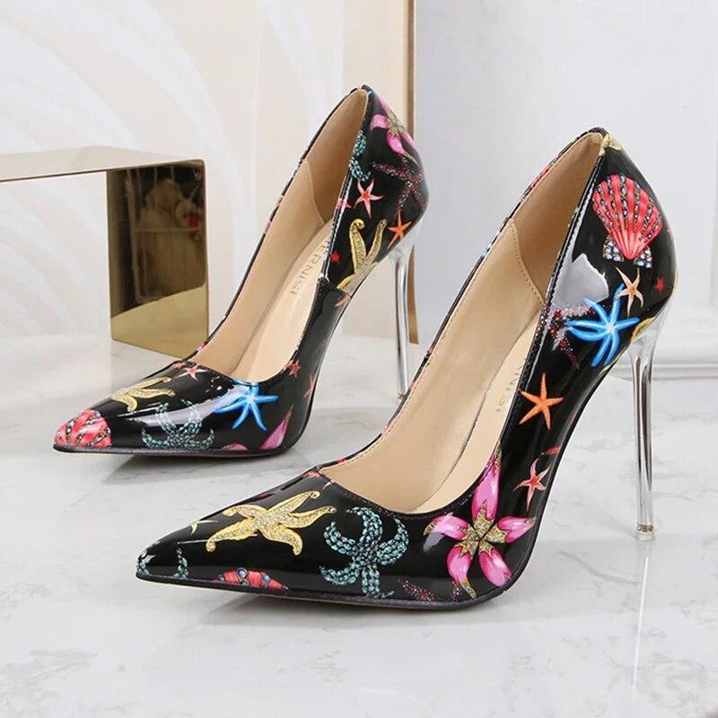 Женские туфли на шпильке, пикантные блестящие туфли-лодочки с острым носком на каблуке 11 см WZ