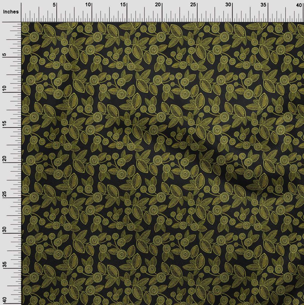 oneOone Гибкая хлопковая ткань с листьями и цветочными художественными принтами на ткани размером 40 дюймов в ярдах