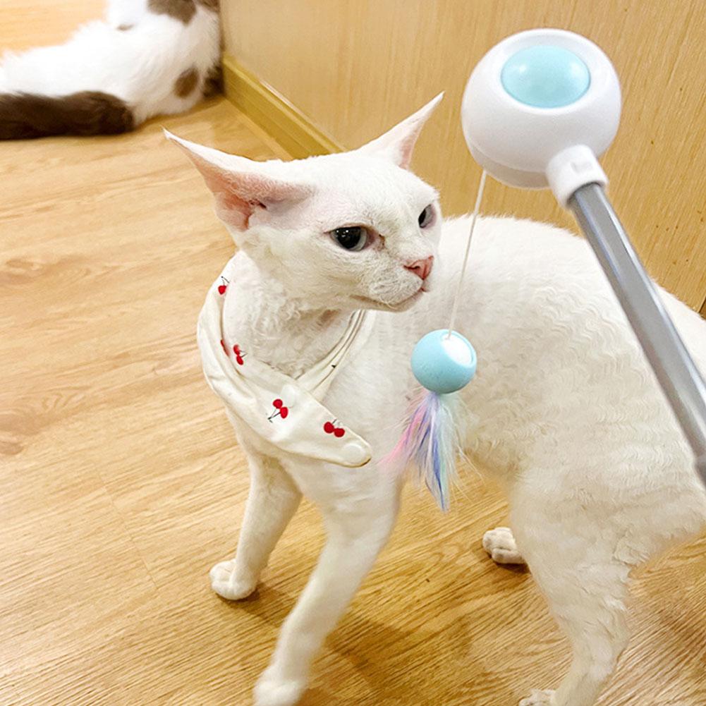 Игрушка для кошек Интерактивная Забавная Кисточка Перо Палочка Игрушки для питомцев Для котят Цветная Растягивающаяся Кошка Играющая Дразнилка Палочка Игрушка Самостоятельная игра