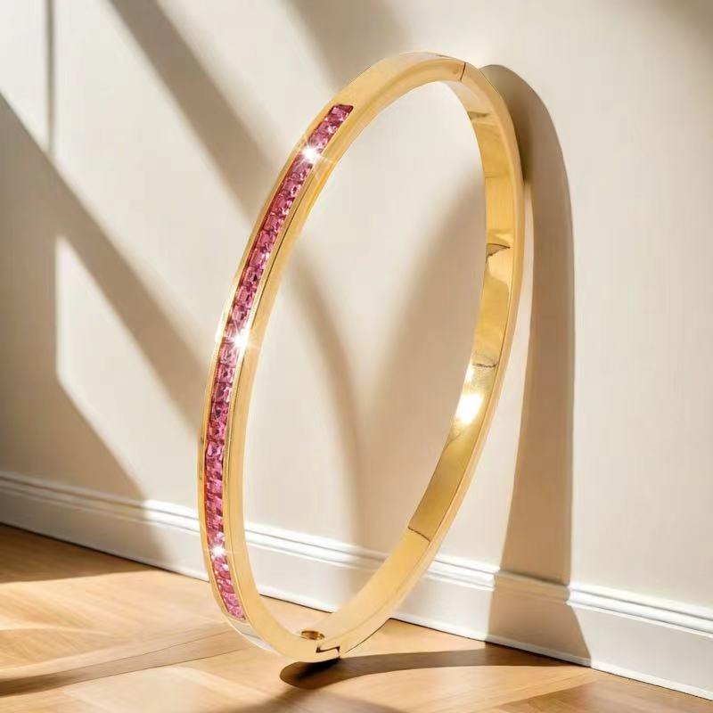 Женский роскошный браслет из нержавеющей стали: Гальванизированный титан, Полная бриллиантовая инкрустация, Европейско-американский стиль