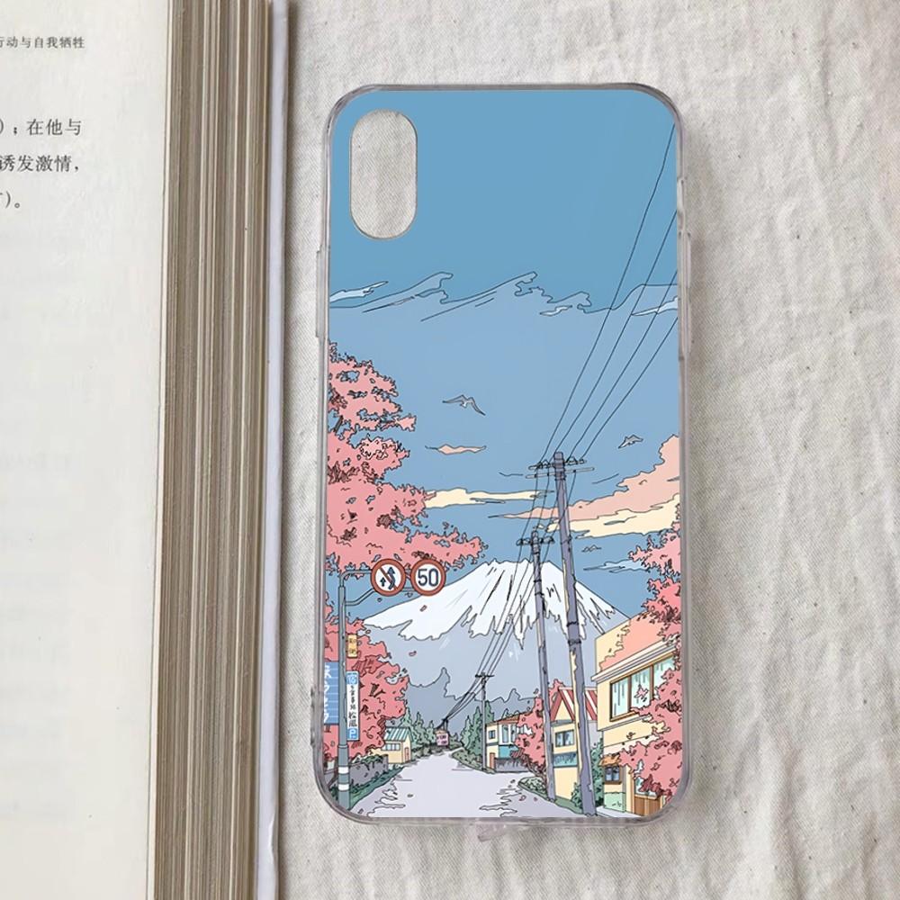 Чехол для телефона с японским аниме-пейзажем Для iPhone 15 13 14 Pro Max XS XR 12 11 Pro 13 Mini 6 7 8 Plus Прозрачная задняя крышка Capa