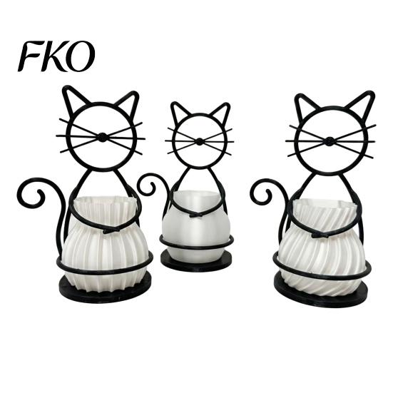 Textured Flower Pots Cat Pot Holder, Multifunctional Desktop Vase Pen Organizer for Compact Cup Small Plants, Minimalist Stand with Pots,