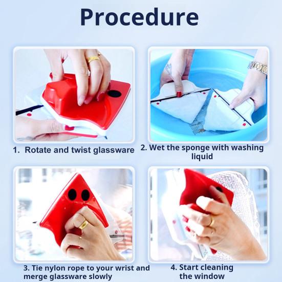 Магнитный набор для мытья окон, двухсторонняя щетка для мытья стекол, для высоких окон