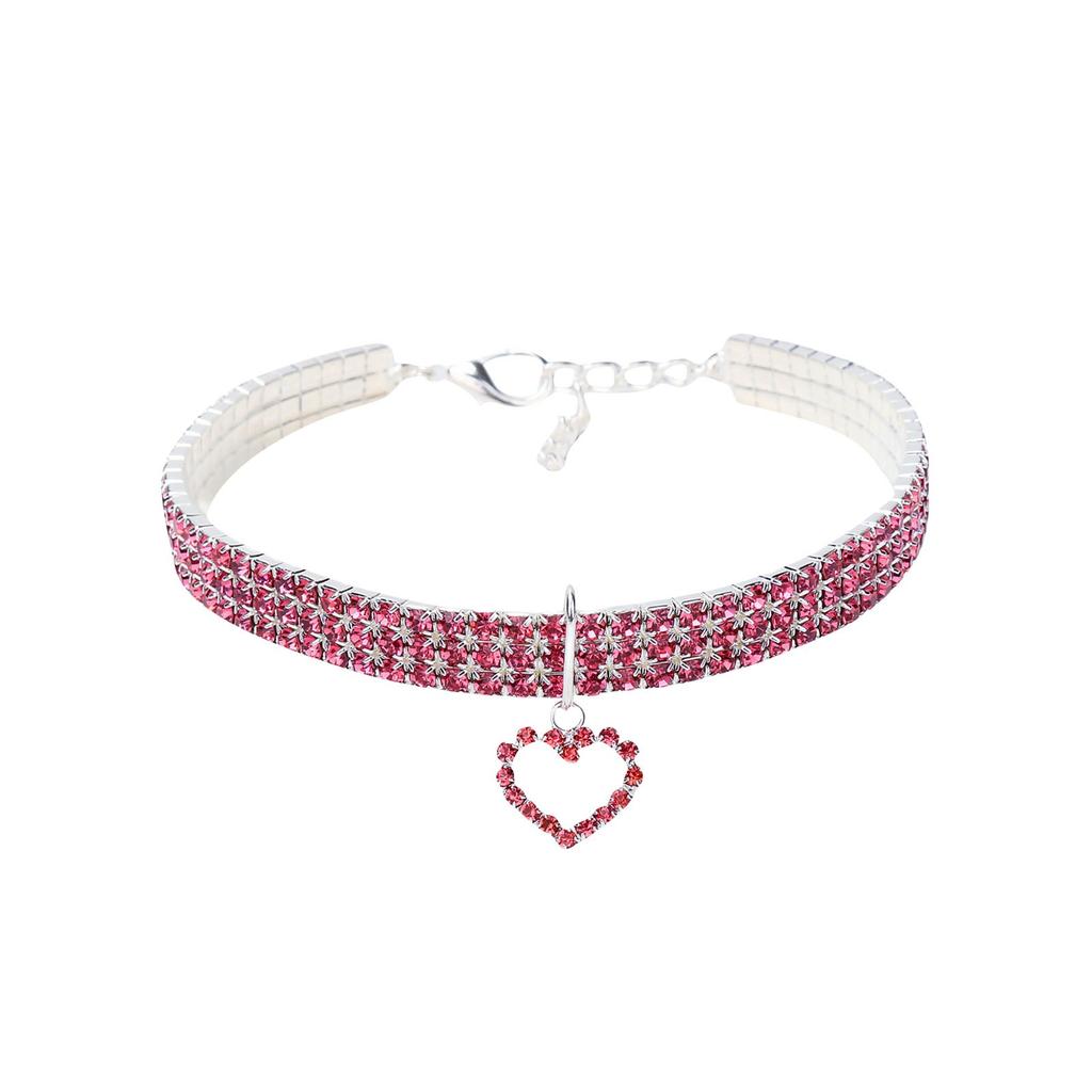 Трехрядное эластичное ожерелье со стразами для домашних животных, цепочка с подвеской в виде кошки, ошейник для собак, товары для животных, аксессуары для маленьких собак