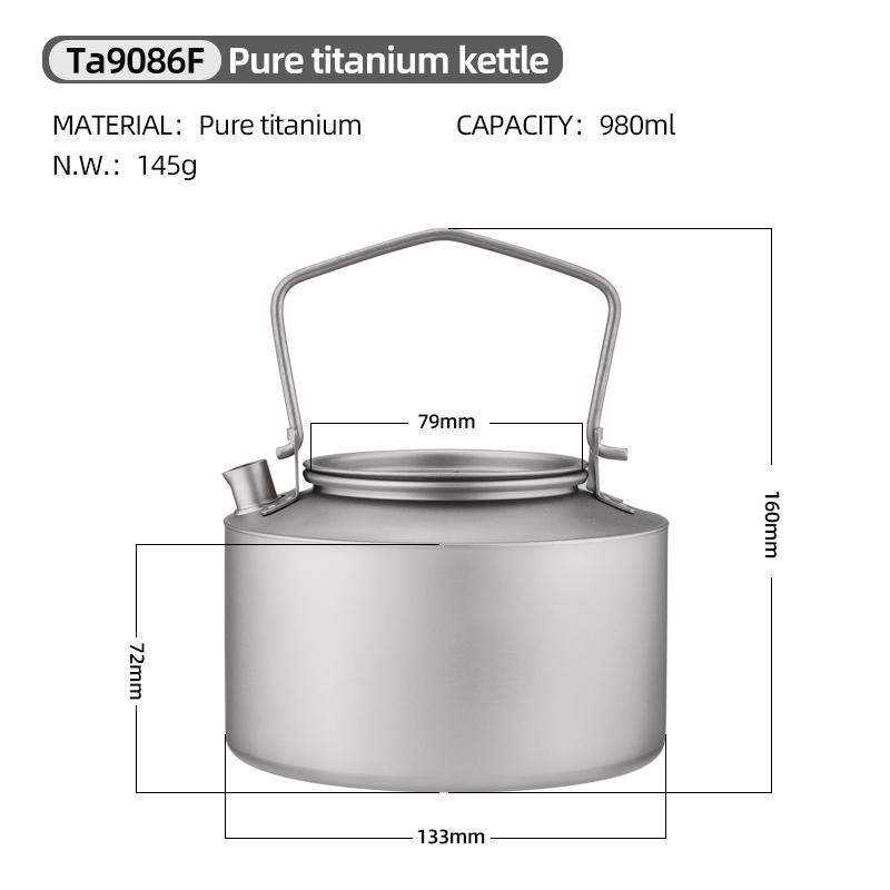 Single-Layer Titanium Kettle Coffee Cup Outdoor Tableware Drinkware Folding Handle Filter Big Capacity Pot for Camping Bag