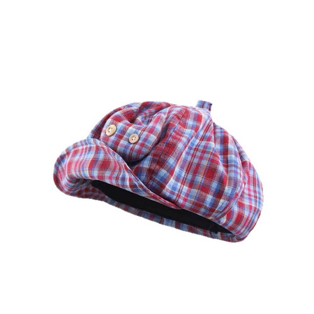 Sun Protection Plaid Cloud Berets Korean Style Octagonal Caps Ins Newsboy Cap  Female