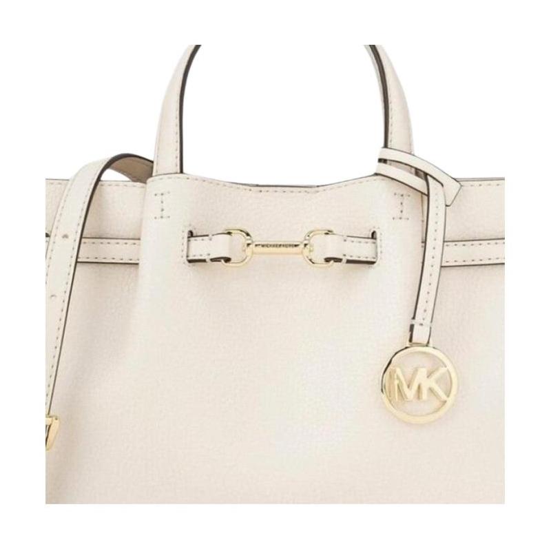 Michael Kors Кожаная сумка-клатч с брелоком-логотипом Carson Center, маленькая, женская, бежевая