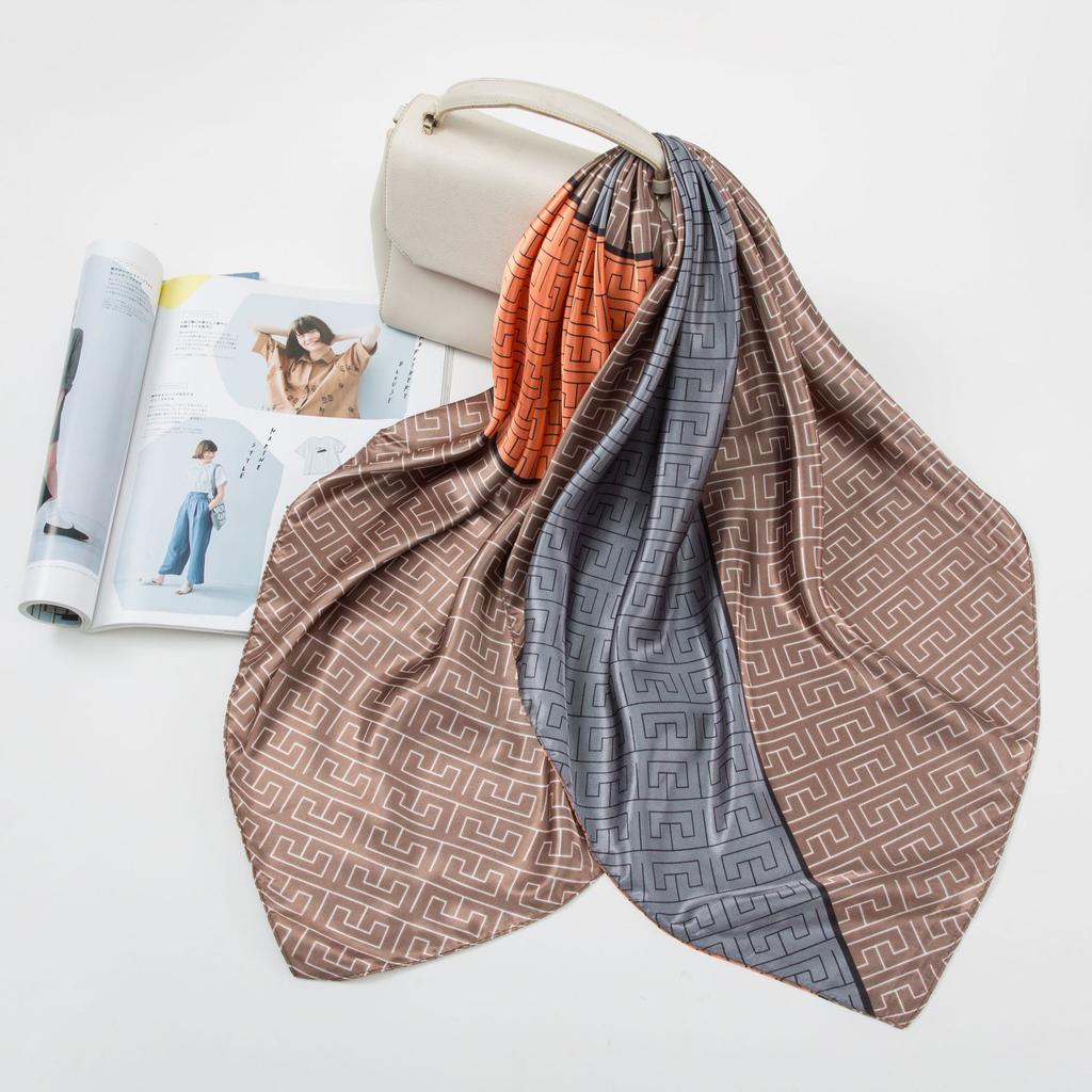 Большой квадратный шарф из искусственного шелка 90 см. Шелковый шарф женский. Новинка 2024 года. Весенние и осенние модели зарубежной модной рубашки. Большой квадратный шарф. Материнский шарф.