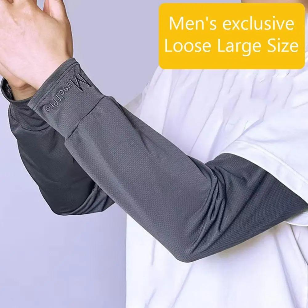 New Ice Silk Arm Sleeves UV Protection Breathable Long Arm Glove Loose Non-slip Sunscreen Sleeves Driving