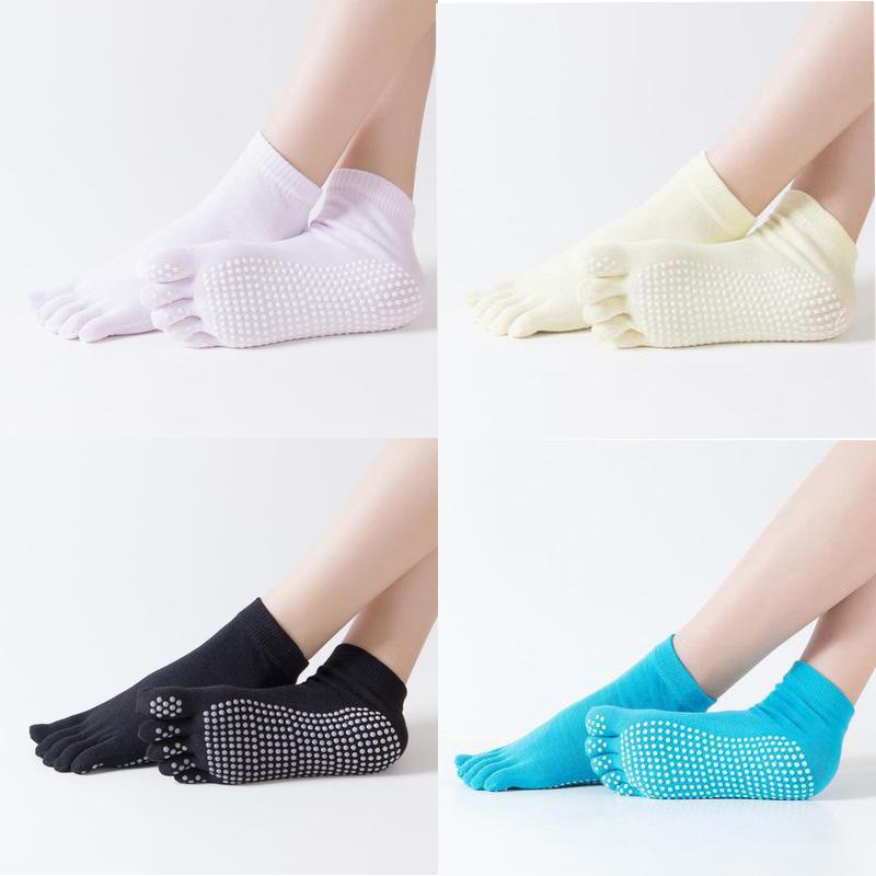 Women Sports Yoga Socks Anti-slip Five Fingers Silicone Non-slip 5 Toe Socks Ballet Gym Fitness Sports Cotton Socks