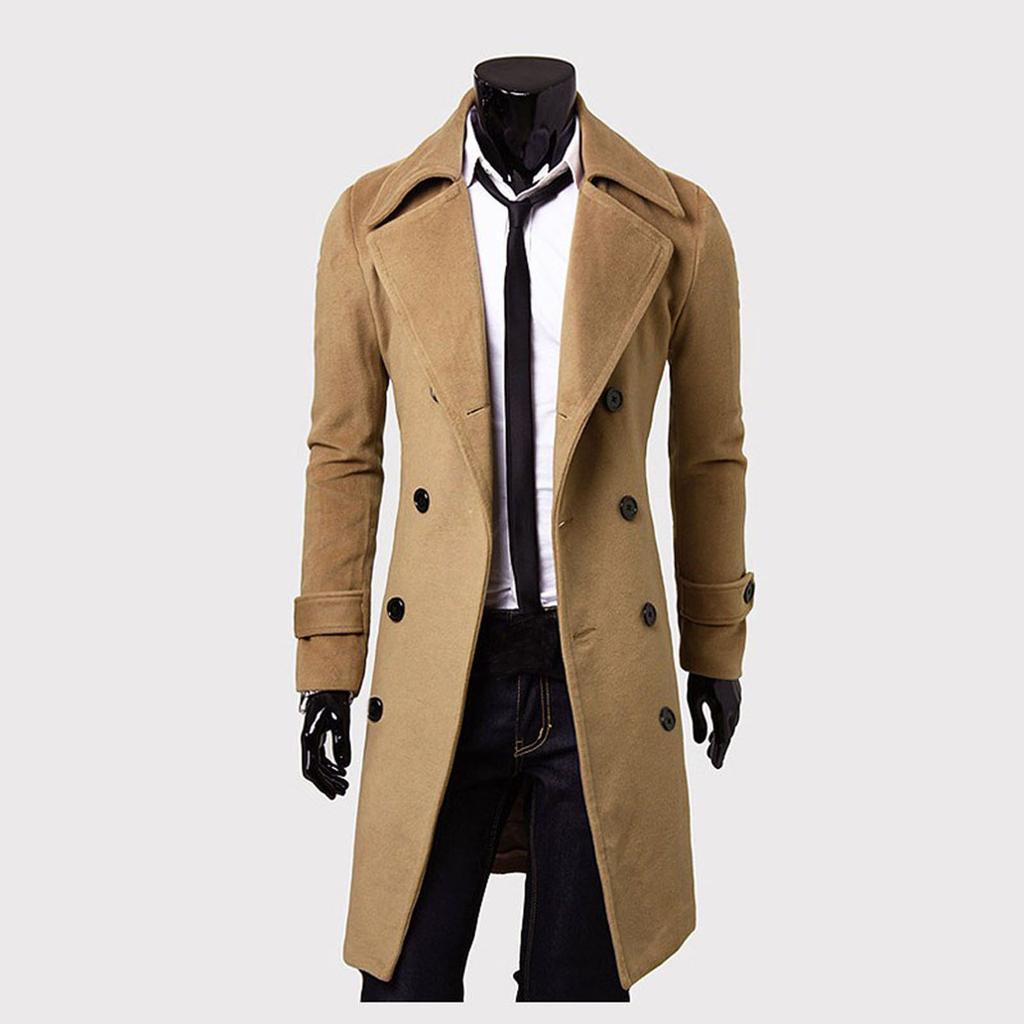 Winter Men Slim Stylish Trench Coat Double Breasted Long Jacket Coat