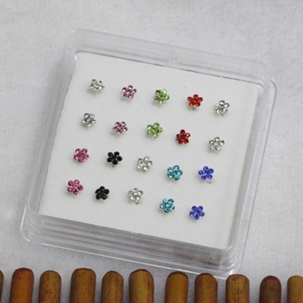 Bluelans Earrings Stud Jewelry Women Nose Flower  Body Piercing 20Pcs/Box