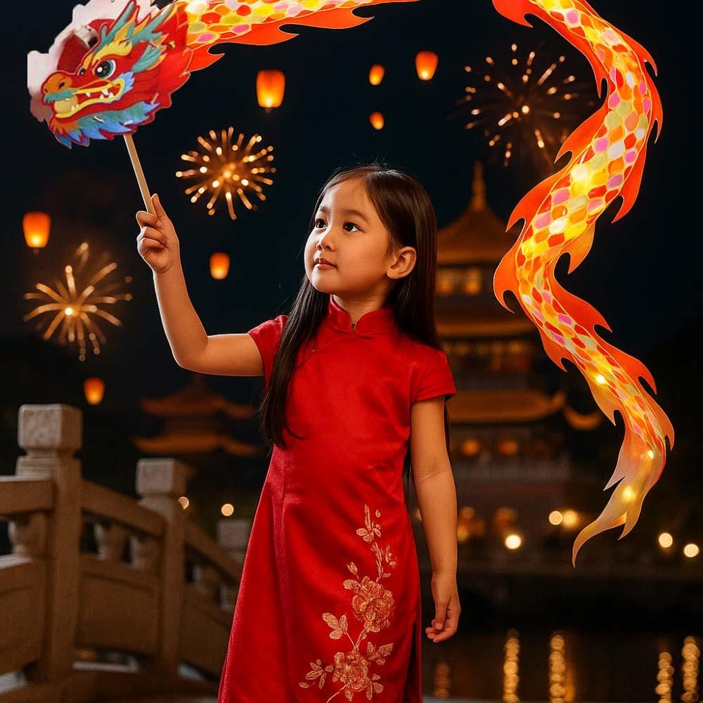 Handheld Children's Loong Lantern Handmade Dragon Lantern Dance Cute Mid-Autumn Festival Lamp  Gift
