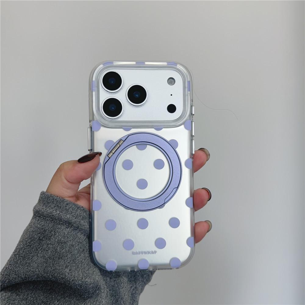 Корейский чехол-подставка с вращающимся механизмом и горошком для iPhone 13/14/15/16/17 Pro Max