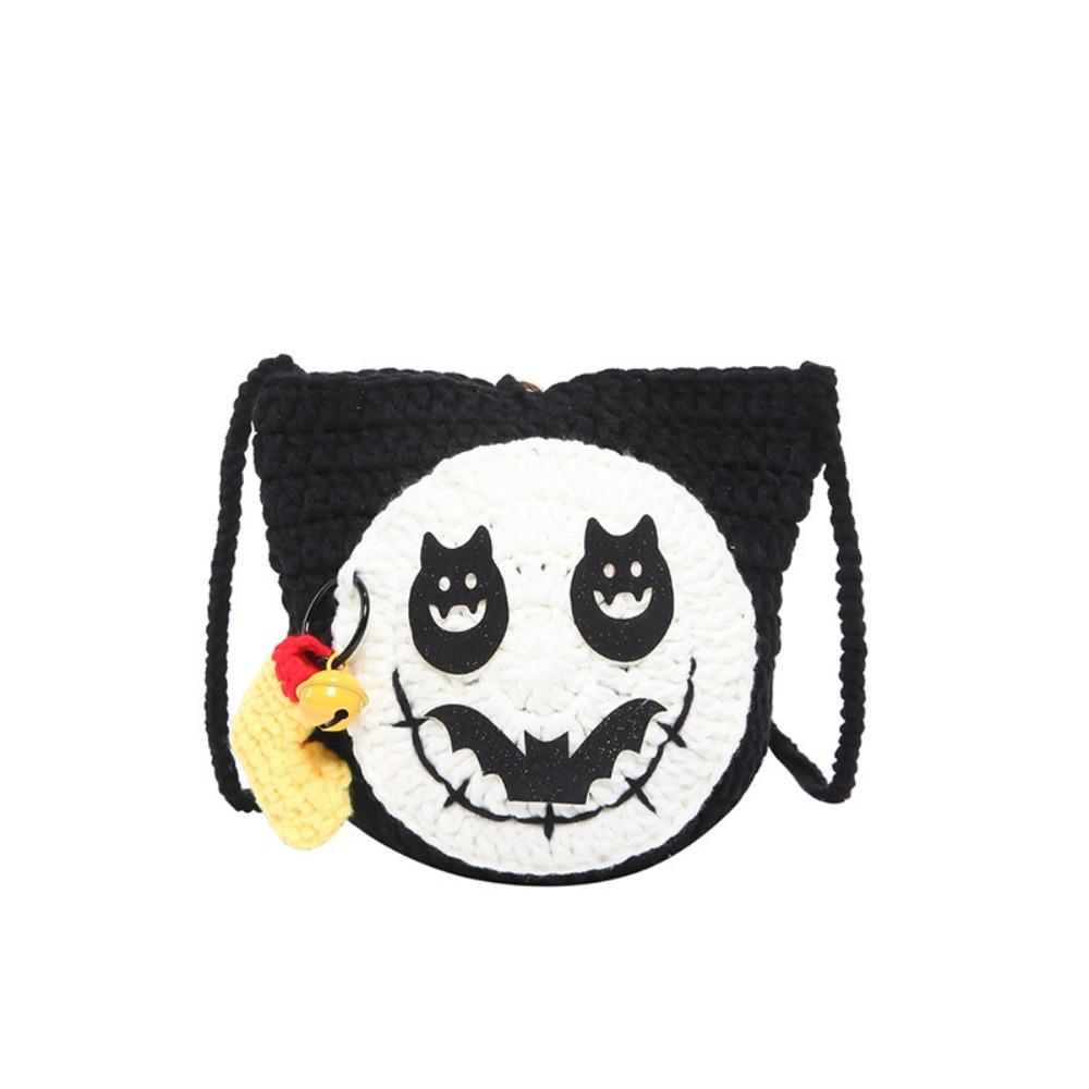 With Pendant Pumpkin Knit Handbag Bat Halloween Crochet Bag Fashion Halloween Shoulder Bag Gifts