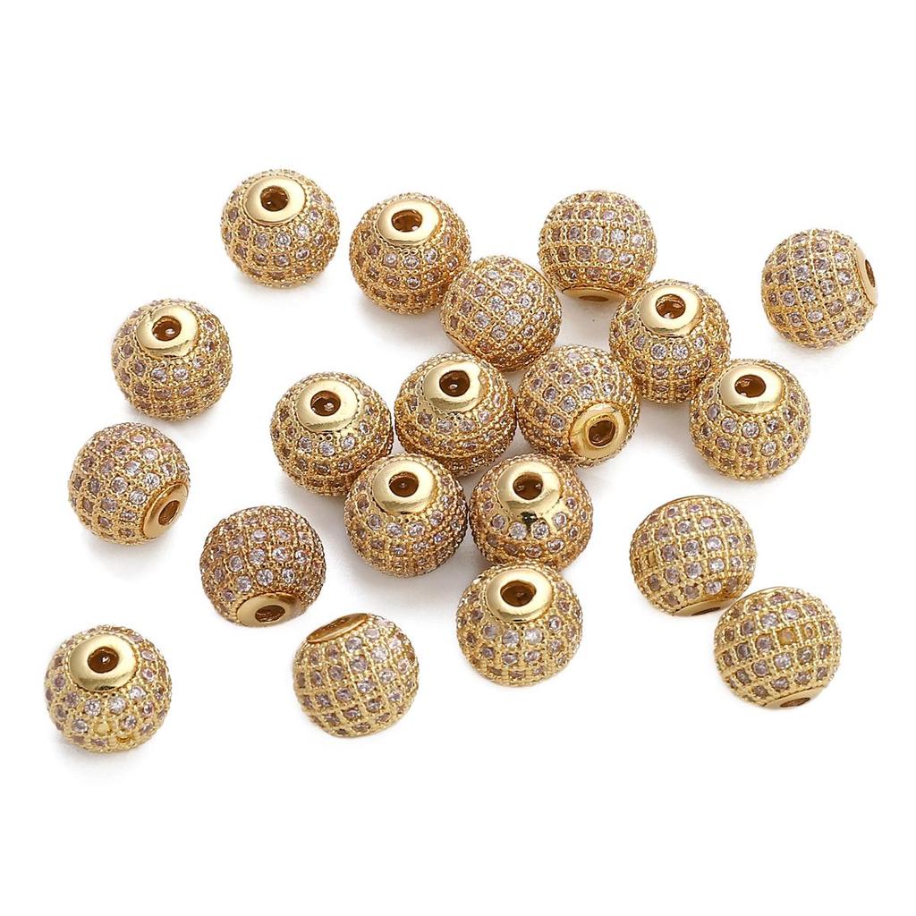 Copper Micro Inlaid Zircon Beads For DIY Jewelry Making Craft Accessories