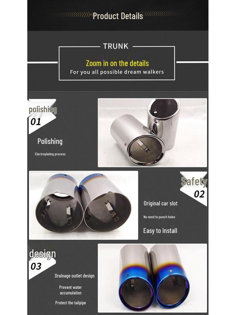 Cadillac ATS-L Modified Stainless Steel Exhaust Tailpipe Muffler