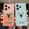 Для Xiaomi 14T 13T Pro Poco F6 X6 Pro Redmi 14C Note 13 12 Pro 11 чехол с рисунком оленя, тонкий слот для карт, прозрачный противоударный мягкий силиконовый чехол для телефона