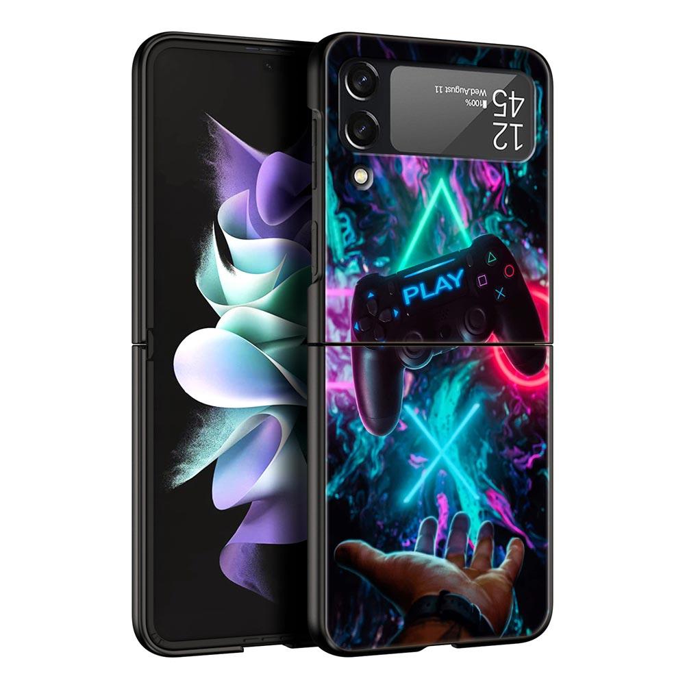 Game Controller Graphic Hard PC Phone Case For Samsung Galaxy Z Flip 7 6 5 4 Black Cover For Galaxy Z Flip 3 Foldable Fundas Bag