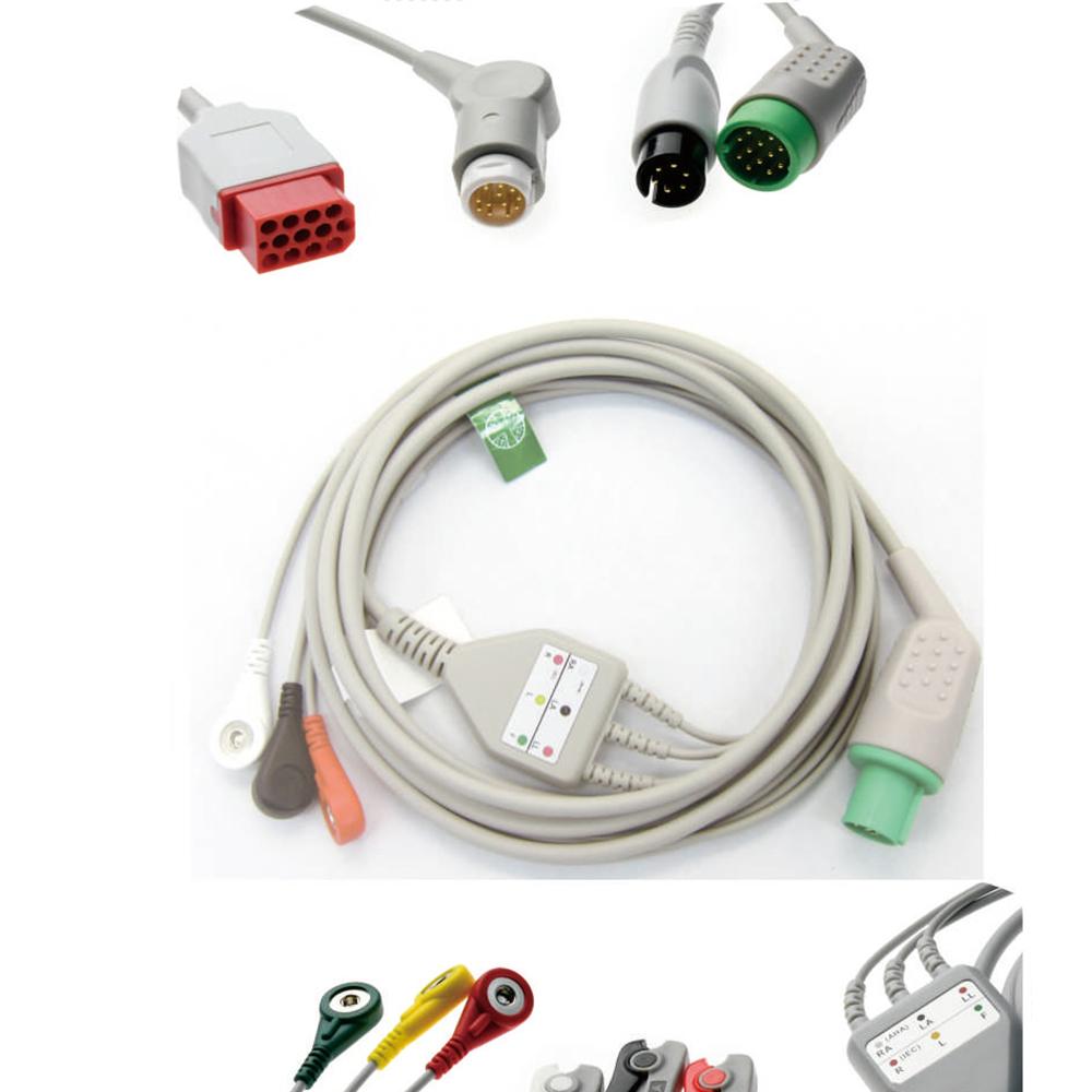 Compatible with Hellige Ccardioserv Patient Monitor, 3/5 Lead Wire with Clip/Snap, for ECG Data Monitoring Workstation, Heart Rate Sensor Module