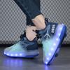 Skate Shoes for Kids LED Light Luminous Sneakers Children Two Wheels Shoes for Boys Girls with USB Charging