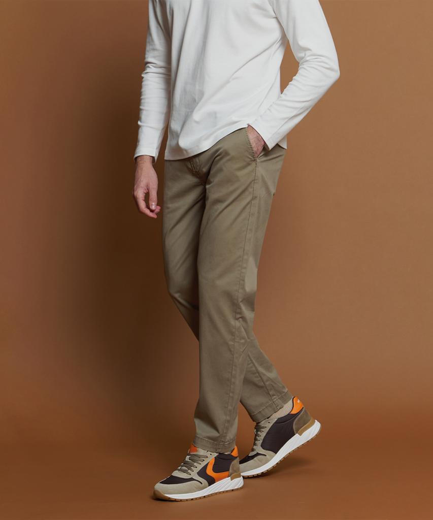 PANICALE Beige Regular Slim Fit Cotton Pants