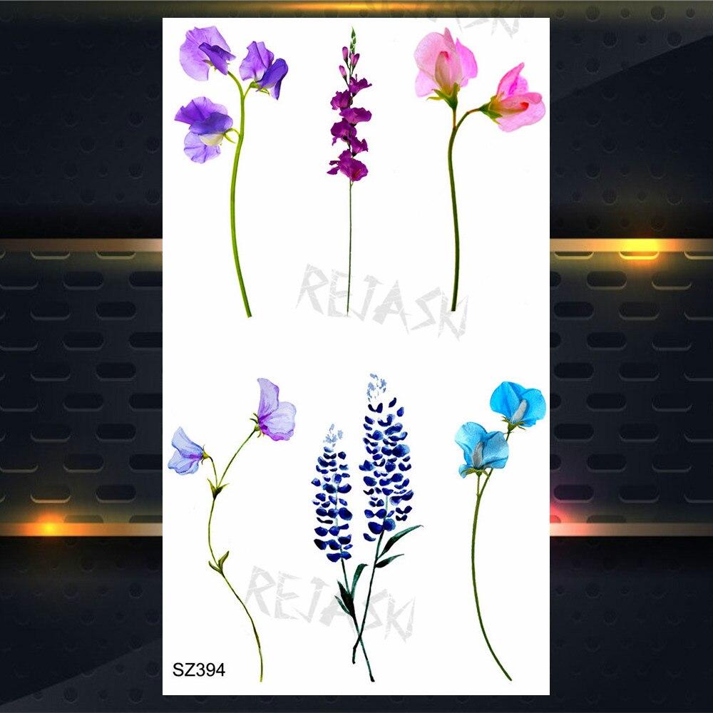 Hyacinth Daisy Temporary Tattoos For Women Girl Lavender Peony Fake Tattoo Sticker Daffodil Tulip Wrist Fashion Waterproof Tatoo