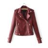 Faux Leather Jacket Women Zip Belt Coats Black PU