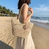 Large Capacity Shoulder Beach Bag Woven Texture Handwoven Bag Straw Woven Bag  Casual Outing