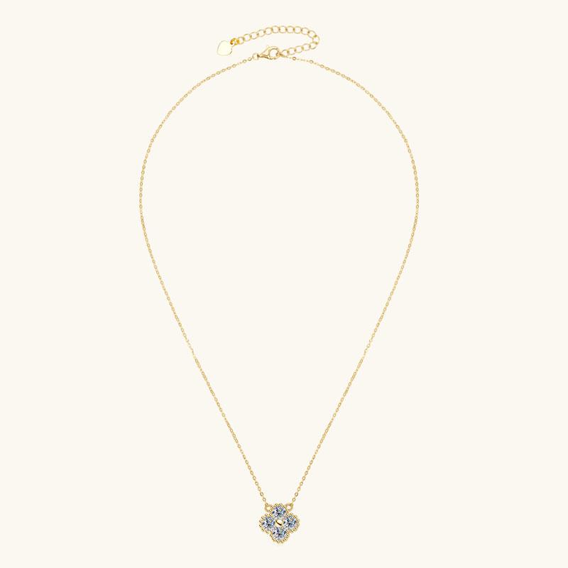 Lnkry 3mm 0.1ct Moissanite Necklace Certified 925 Silver Lucky Clover Flower Pendant Necklace For Women Jewely