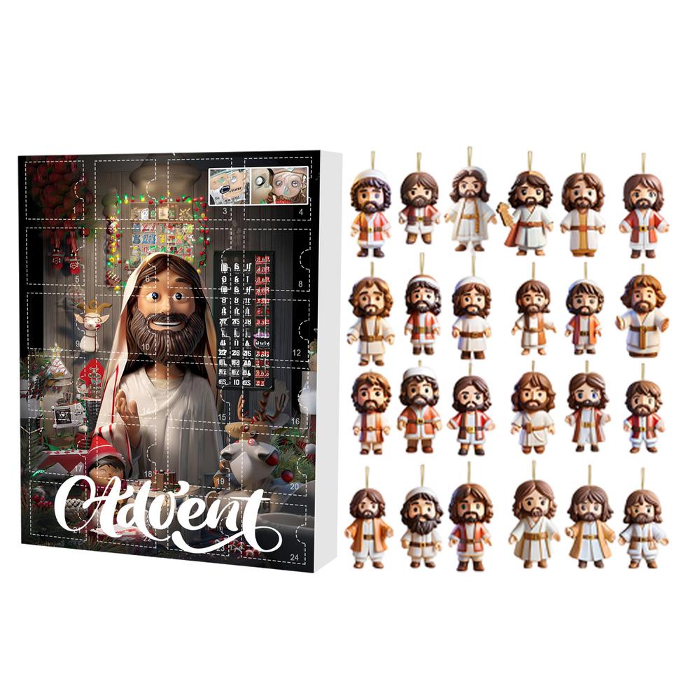 Nativity Advent Calendar 2D Nativity Scene Story Calendar Acrylic Christmas Tree Decorations Backpack Pendant Advent Calendar