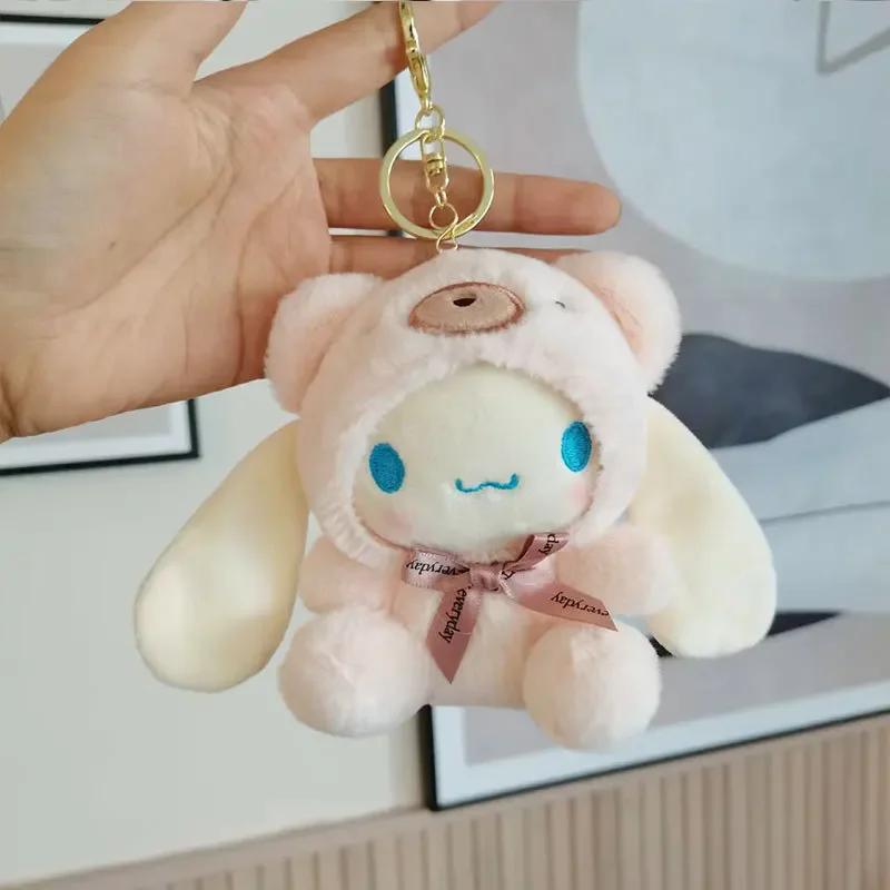 Sanrio Plush Keychain Hello Kitty Bag Pendant Kuromi Cinnamoroll Cartoon Pendant Backpack Decor Toy Gifts for Kids & Girls