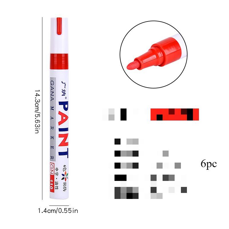 6 шт. цветные маркеры на основе перманентной краски, водонепроницаемые белые маркеры для протектора шин, резины, ткани, краски для металла, 12 цветов, маркеры для краски