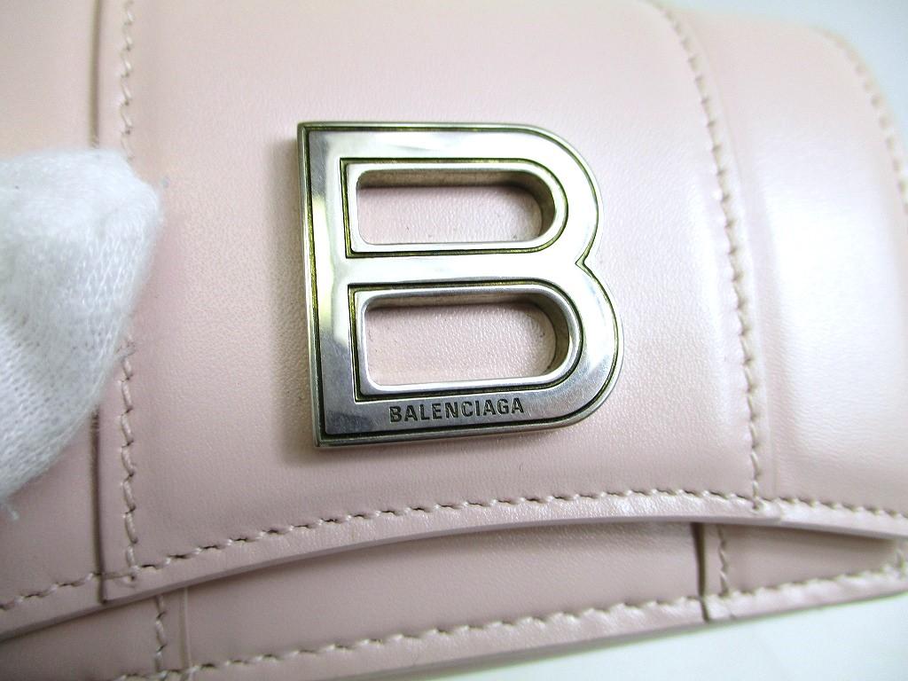 Оригинальный BALENCIAGA HOURGLASS Светло-розовый кожаный мини-кошелек-трифолд #9641 Открытая коробка
