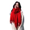 New model with solid color scarf women's autumn and winter thickened warm New Year's red scarf dual-purpose shawl