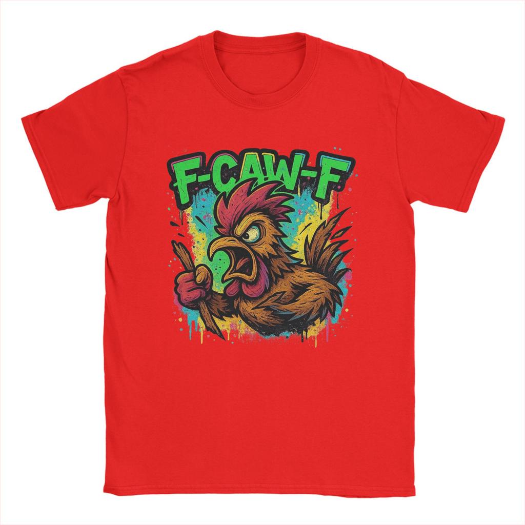 Vintage T-Shirt Beach Funny F-CAW-F Rooster Meme Popular T Shirts Cotton Tshirt for Couple Y2K Casual Print Short Sleeve Tops