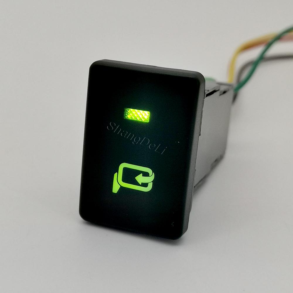 1PC DC12V Green LED Light Fit For Camry 50 Altis RAV4 2010-2017 Car PWR HEAT Mirror Folding Rear Beacon Light Switch Button