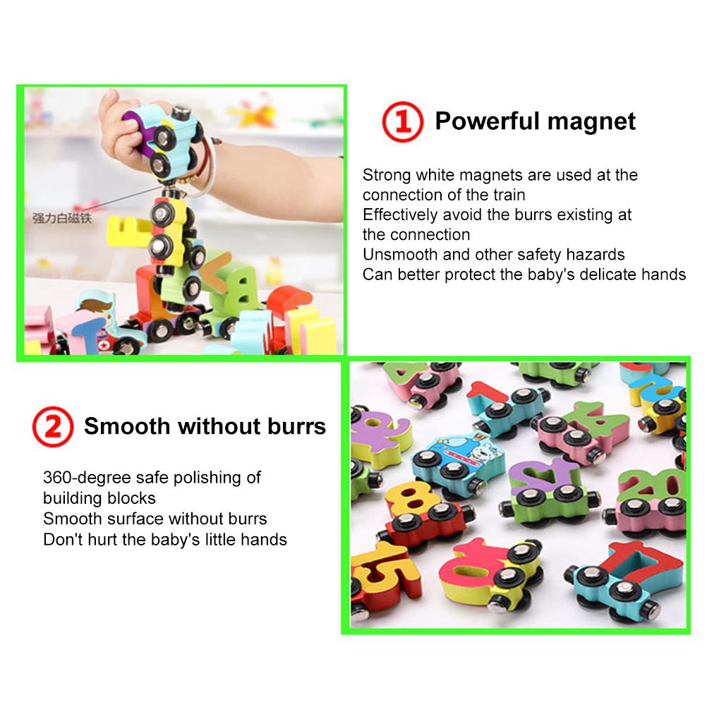 Деревянный поезд строительный блок игрушечный набор деревянный магнитный алфавит ABC поезд набор цифр раннее образование