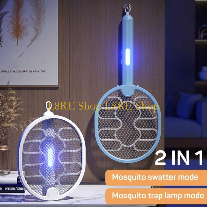 L8RE Hang-Electric Swatter Outdoor Zapper 180 Degree Foldable Racket Household Ultraviolet-Fly Swatter