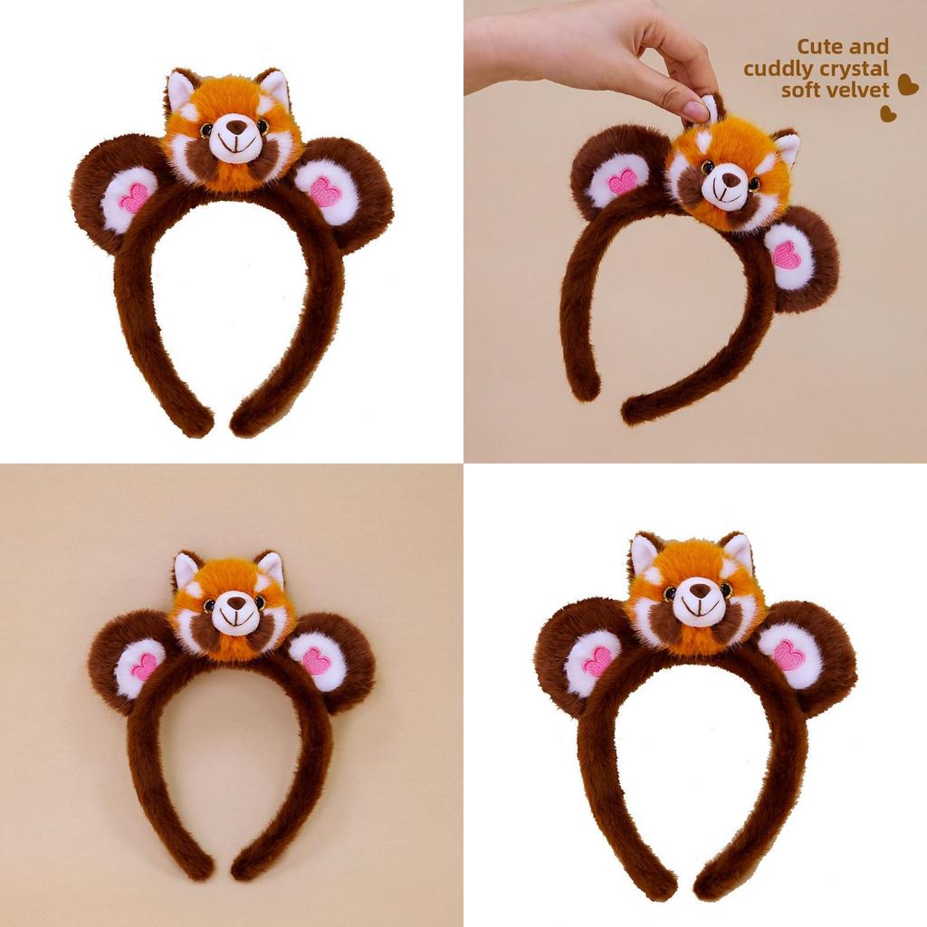Red Panda Soft Plush Headband With Decorative Hair Accessory For Playroom