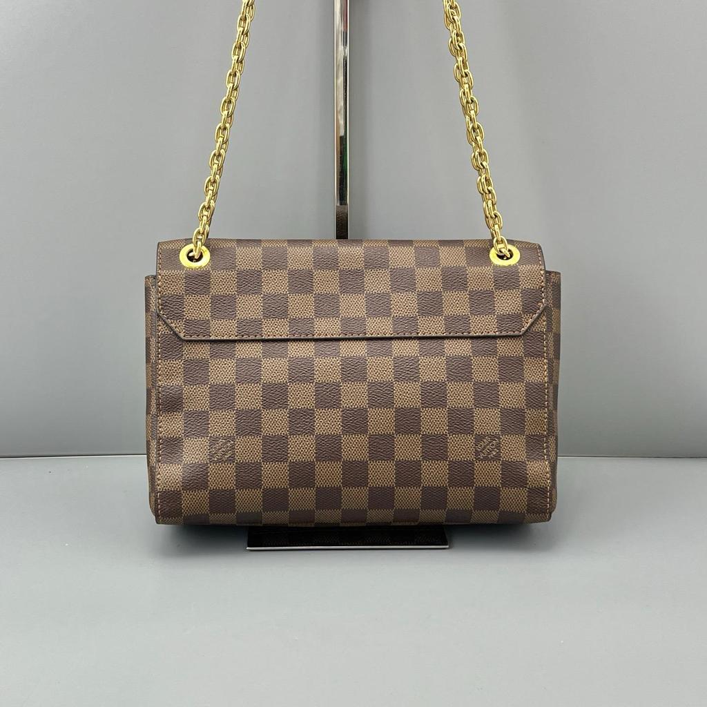 [Pre-Owned] Vavin Classic Metal Lock Coated Canvas And Grainy Calfskin Chain Shoulder Bag Crossbody Bag Small - Very Good #10X7QN5