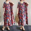 2025 Платье размера плюс женское летнее элегантное винтажное длинное платье с цветочным принтом свободное повседневное платье макси