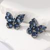Изысканные блестящие инкрустированные синие синтетические циркониевые серьги-гвоздики в форме бабочки для женщин, элегантные ювелирные аксессуары