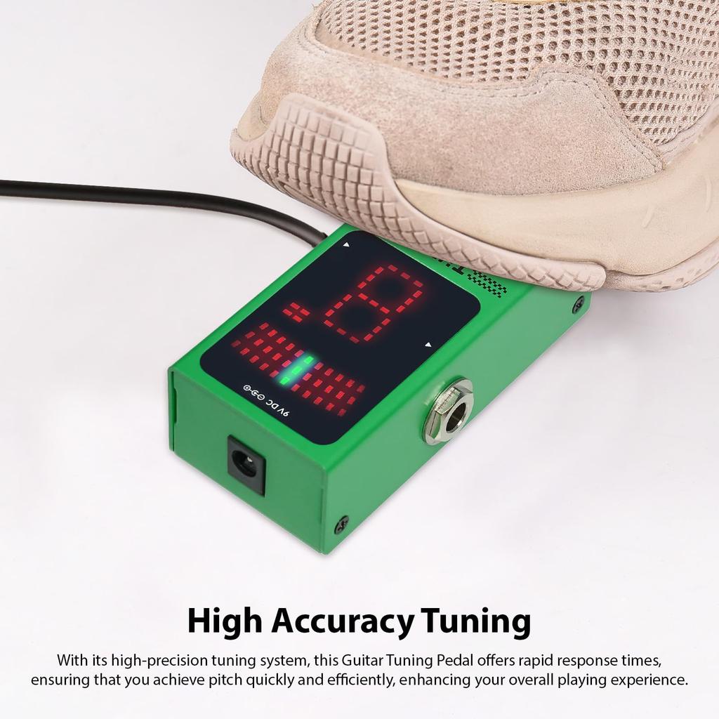 Btuty Guitar Tuner High Fast Compact Metal Durable Ideal for Live Performances and Studio Pedal, Accuracy, Response, Body, Design, Use, Green,
