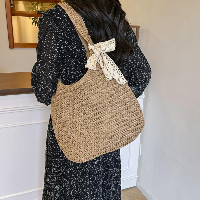 Повседневная большая сумка-тоут через плечо, женская летняя плетеная красивая персонализированная сумка под мышкой