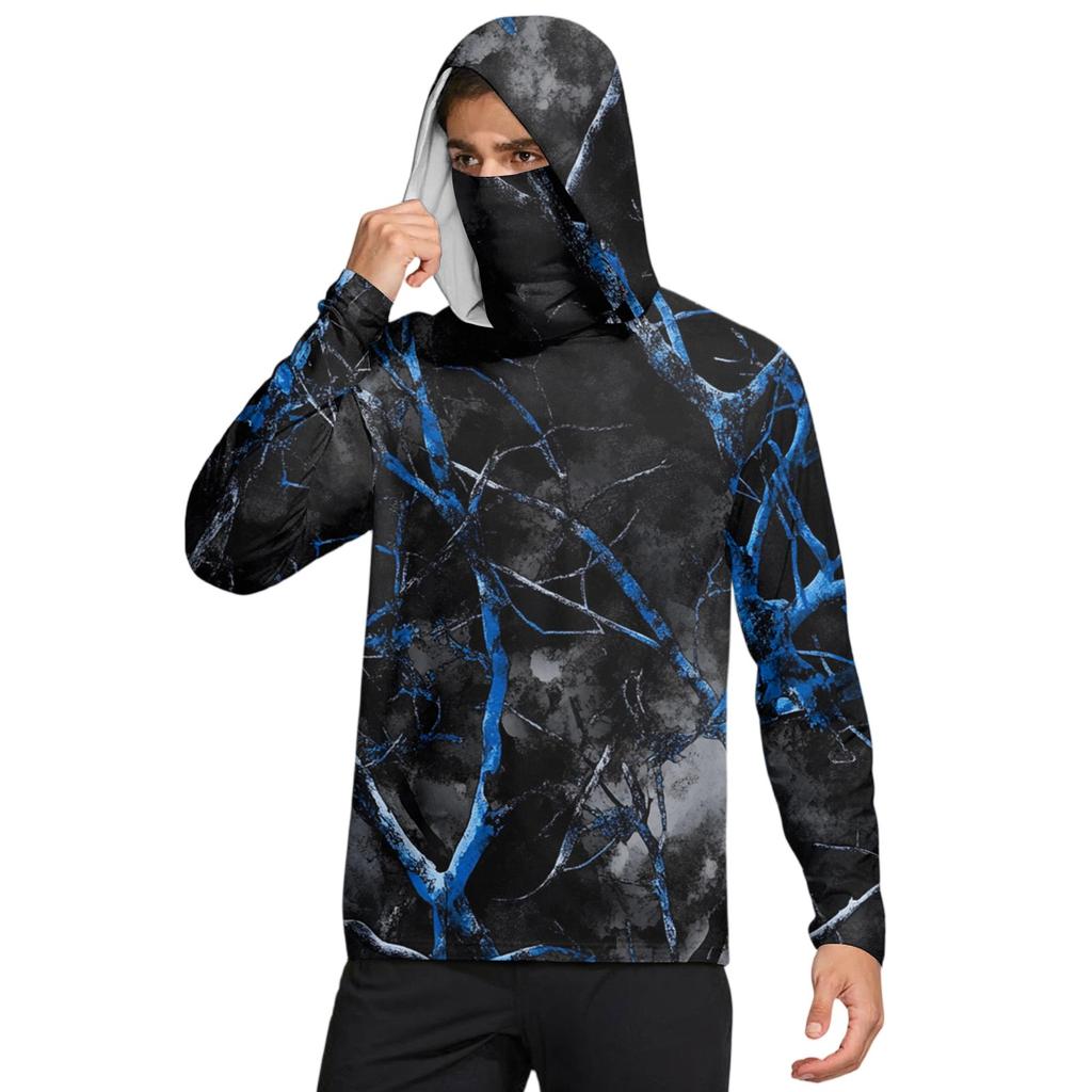 Мужская рубашка с маской Легкая с длинным рукавом Капюшон Для пеших прогулок Рыбалки Для выступлений