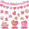 Happy Mother's Day Hanging Swirls Hearts Pattern Desktop Ornament Holiday Banner  Party DIY Decor