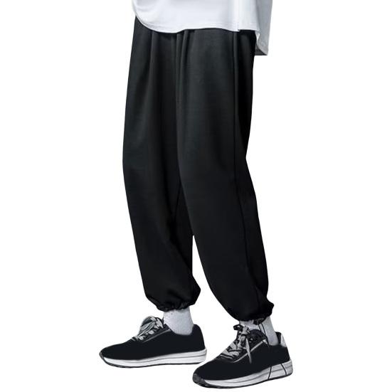 Мужские брюки весна-осень с завязками на талии и эластичным поясом, прямые, широкие, прямые, больших размеров, однотонные, свободные, уличные, спортивные брюки