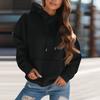 Women's Fashion Solid Color Hooded Drawstring  Long Sleeve Loose Pullover Sweatshirt Top